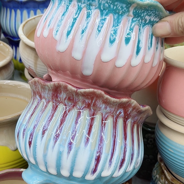 多肉绿植陶瓷花盆9.9包邮，有孔