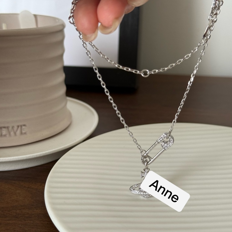 铜合金项链 甜酷满锆别针高级感项链【X717】