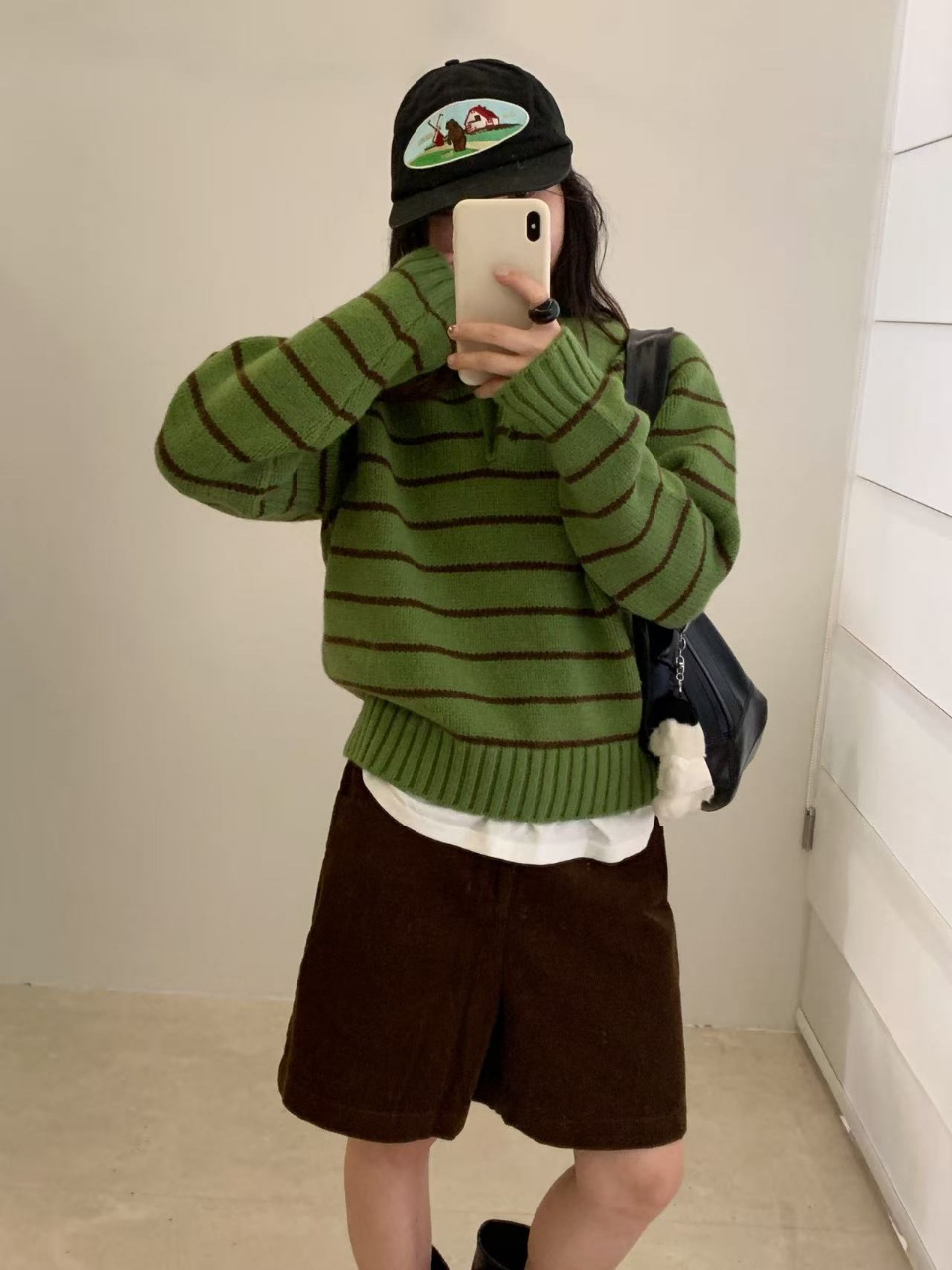 法式高级复古POLO领条纹毛衣2025秋季新款气质百搭显瘦小衫女