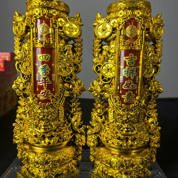 平安发财树无烟防风水晶红蜡烛家用喜庆节日供奉长明灯