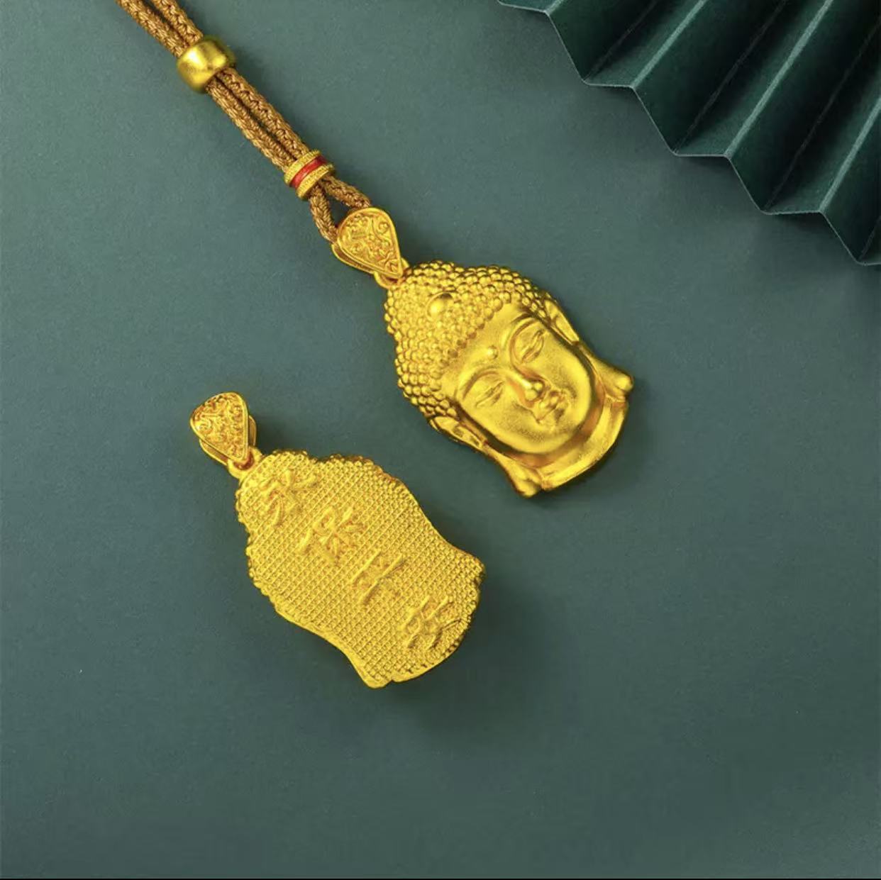 合金吊坠 【矿合金制作】黄金色佛头吊坠实心挂坠