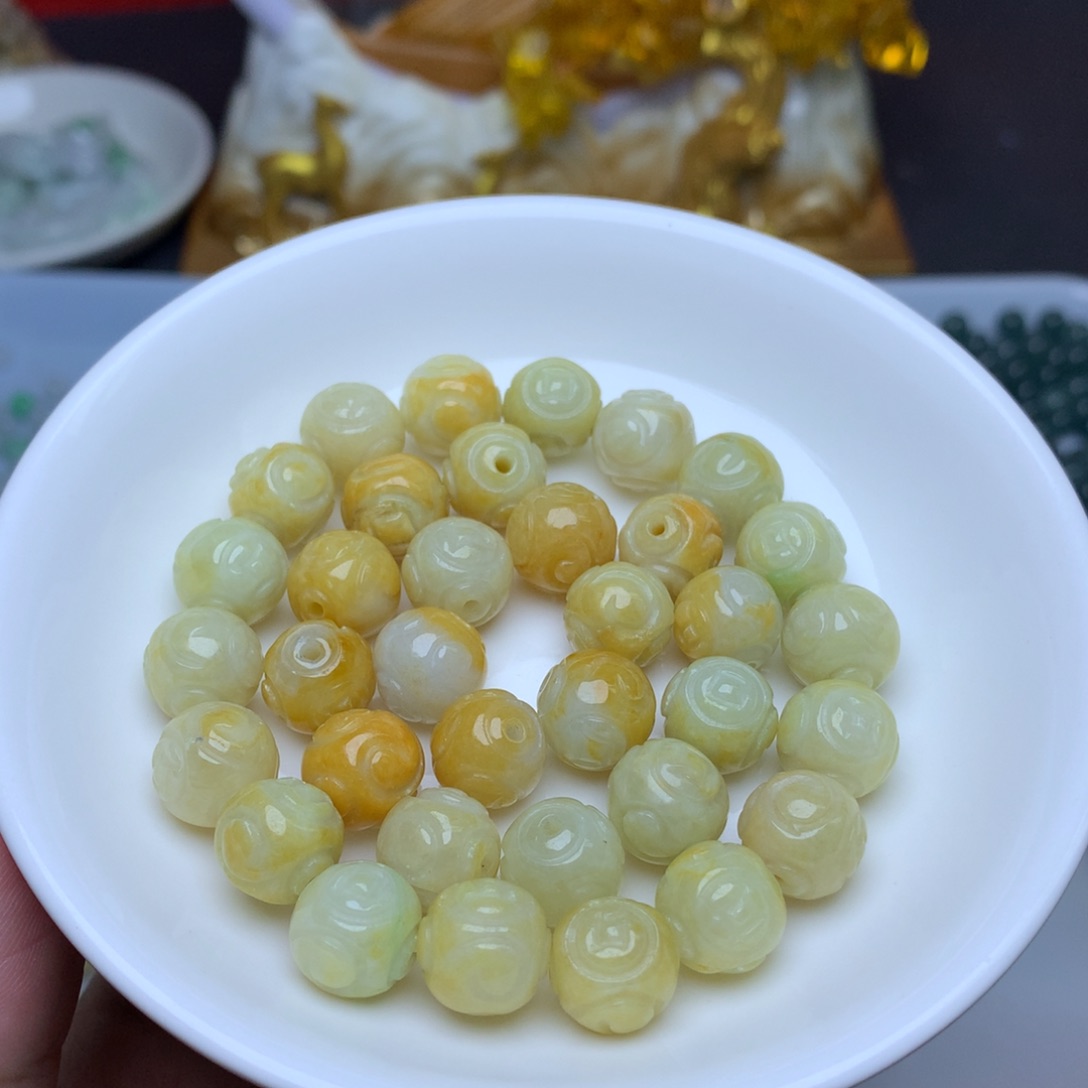 【闪购商品】翡翠手链未镶嵌卡10黄龙珠10个