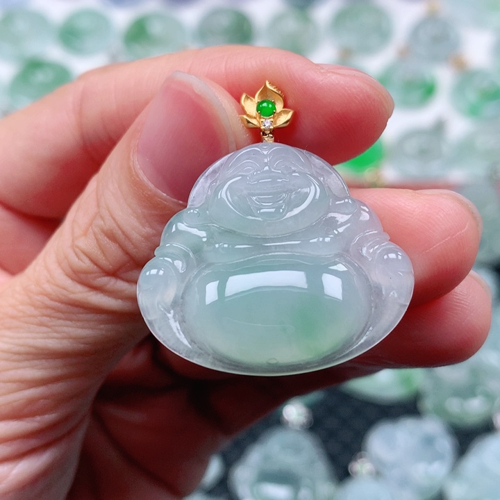 翡翠吊坠(不含链)18K金镶嵌