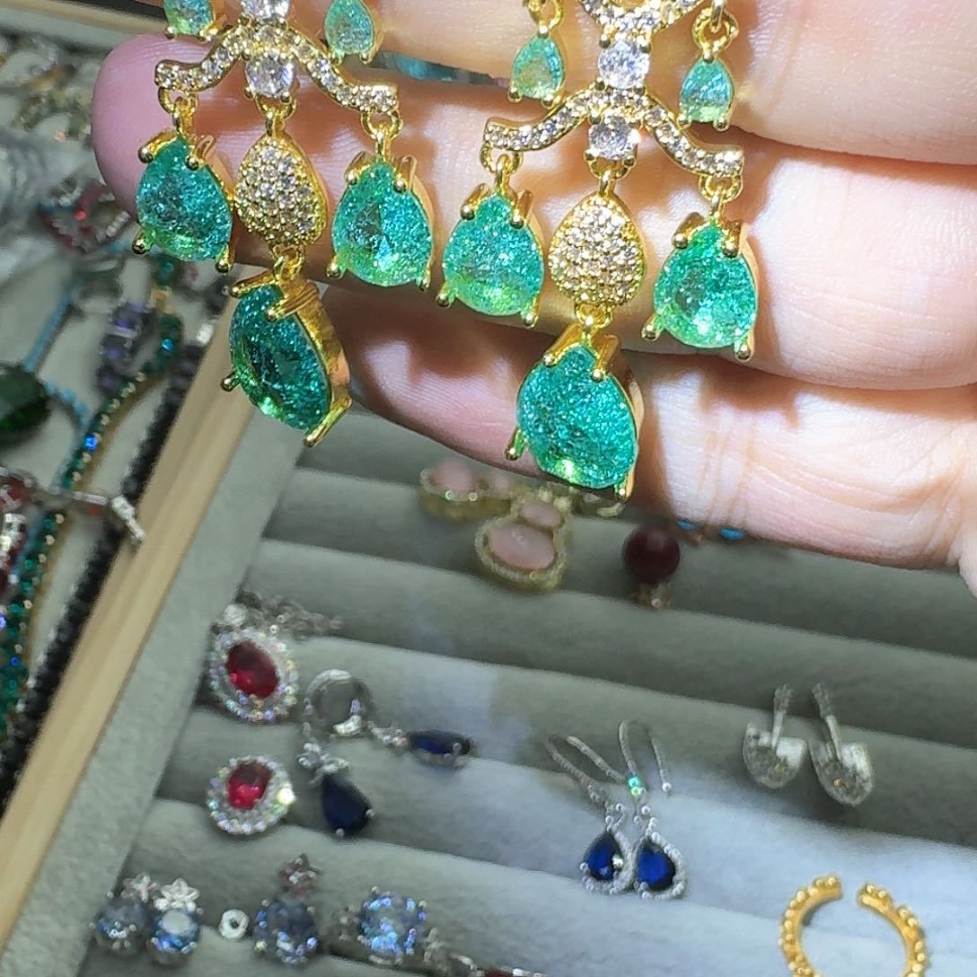 绿水晶戒指银S925镶嵌