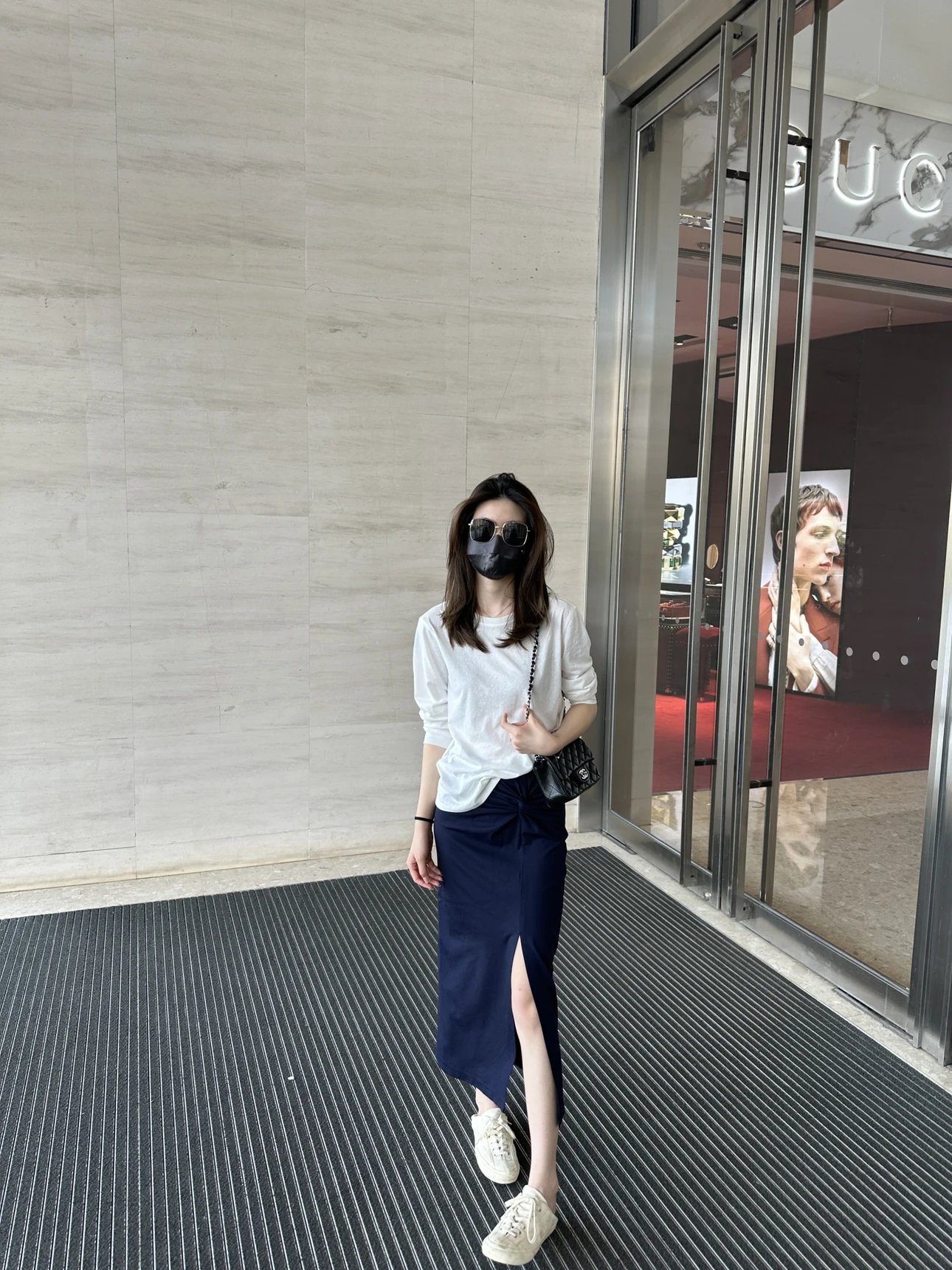 Yvonne casual设计感半身裙女夏2025新款高腰显瘦直筒裙开叉长裙