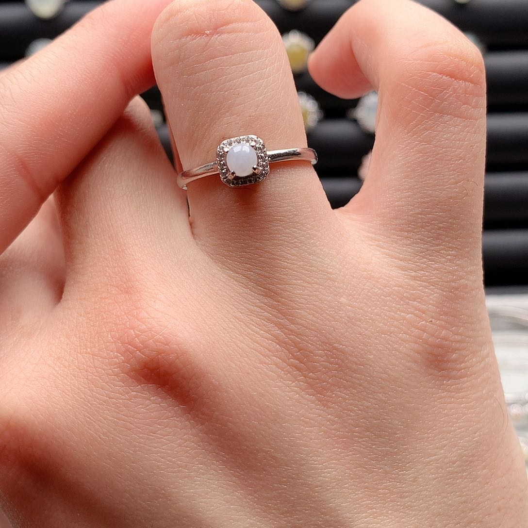 翡翠戒指银S925镶嵌0036