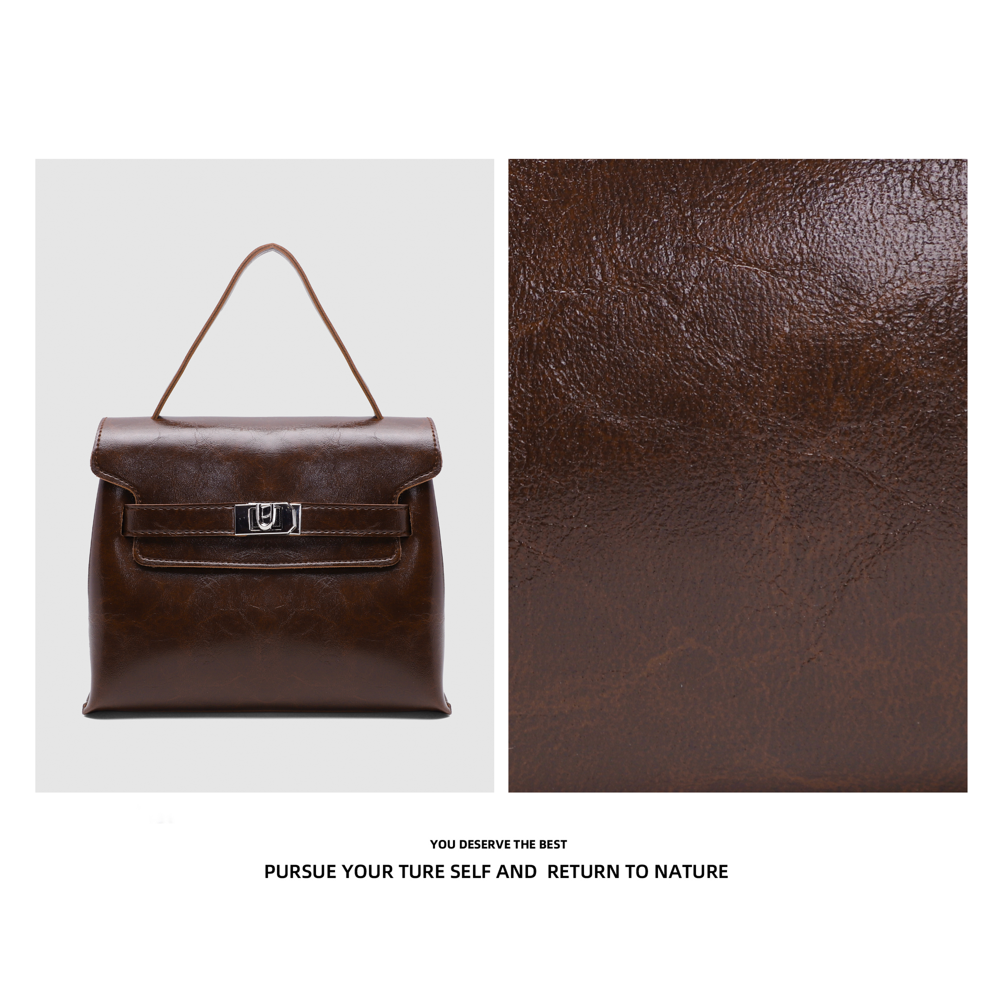 新款时尚单肩包油蜡皮复古小众小方包9602咖