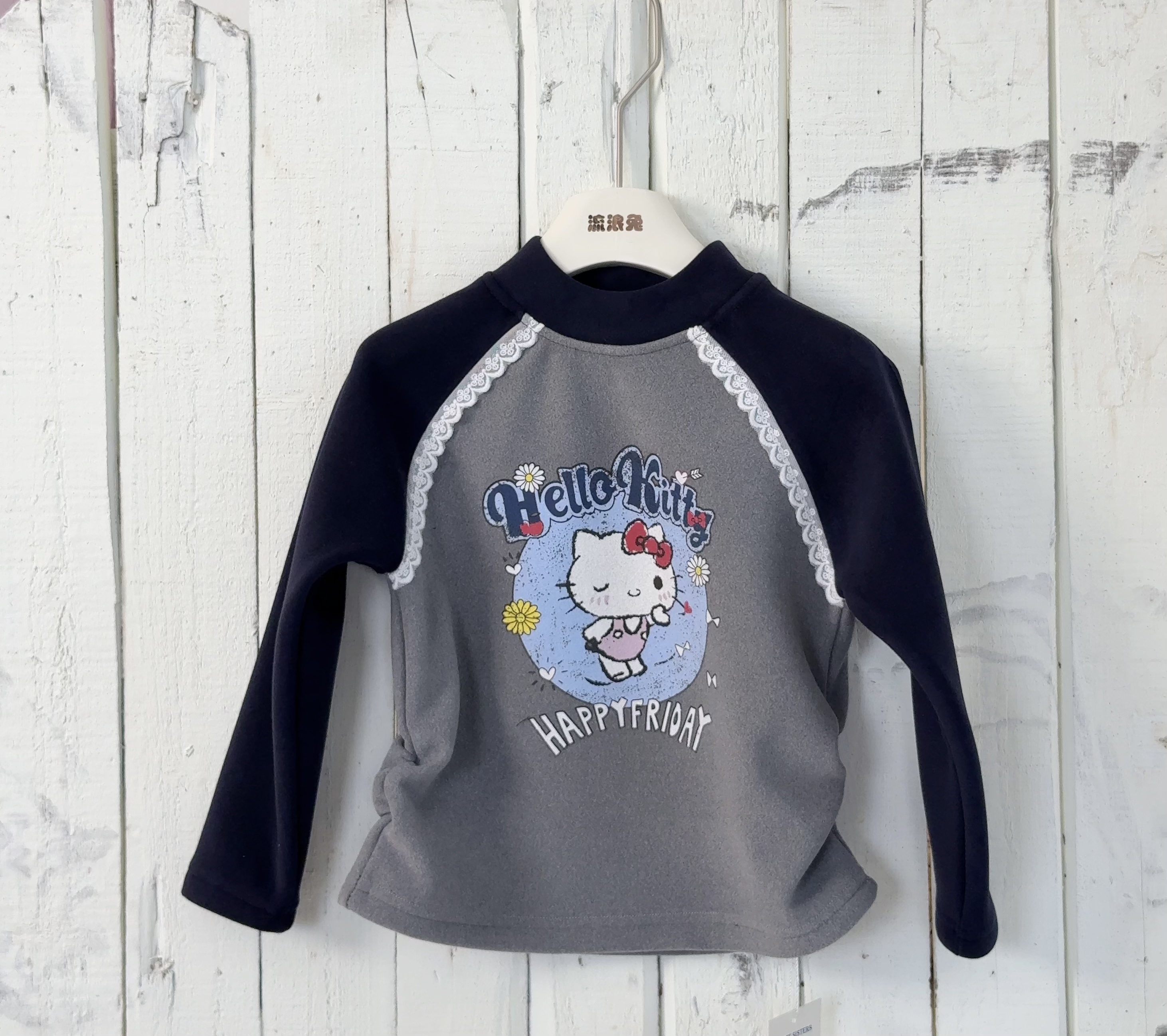 【可爱插肩上衣】25秋冬双面磨毛可爱花边点缀打底衫百搭洋气 25939