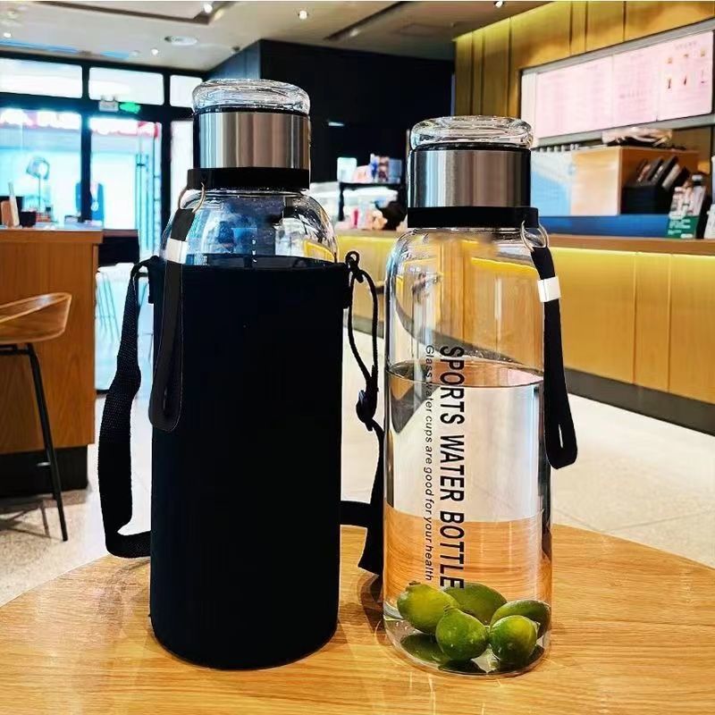 德国高硼硅玻璃大容量水杯吨吨桶防摔水壶耐高温墩墩茶水分离泡茶