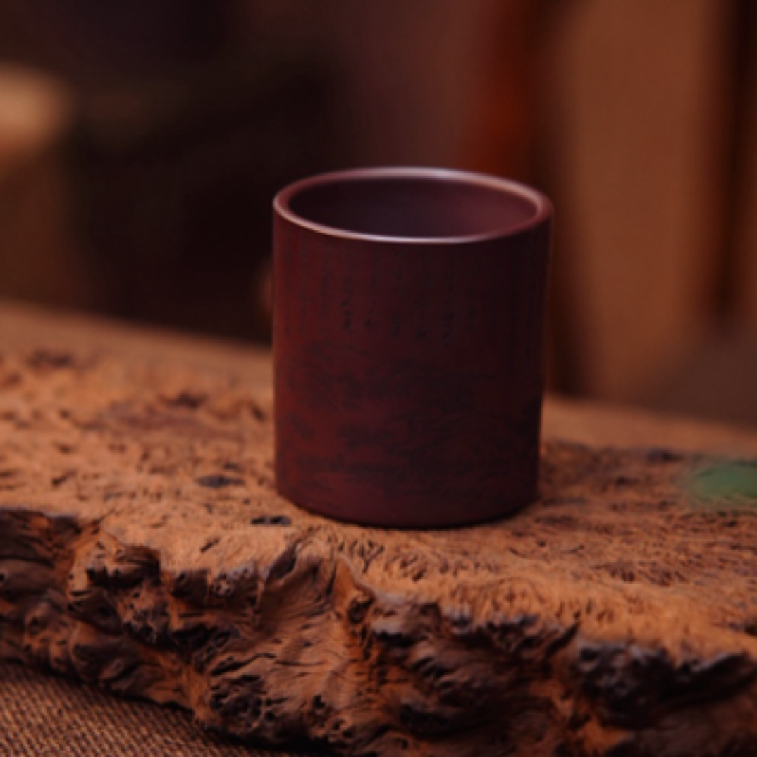 宜兴原矿紫砂 石红 山水画