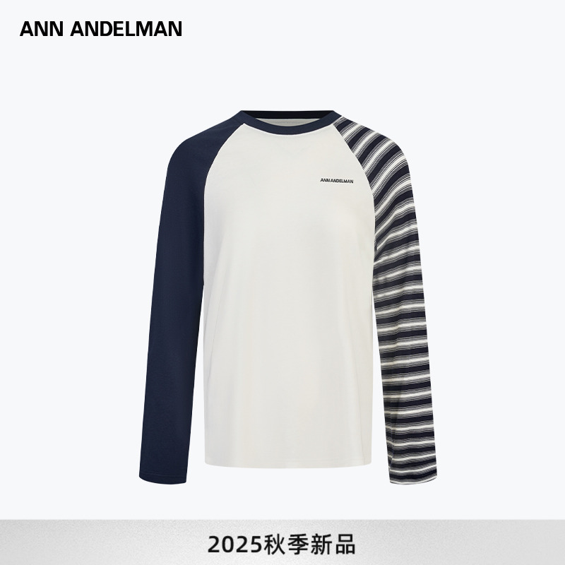 ANN ANDELMAN 25秋季新款长袖t恤不对称插肩袖宽松休闲秋上衣女