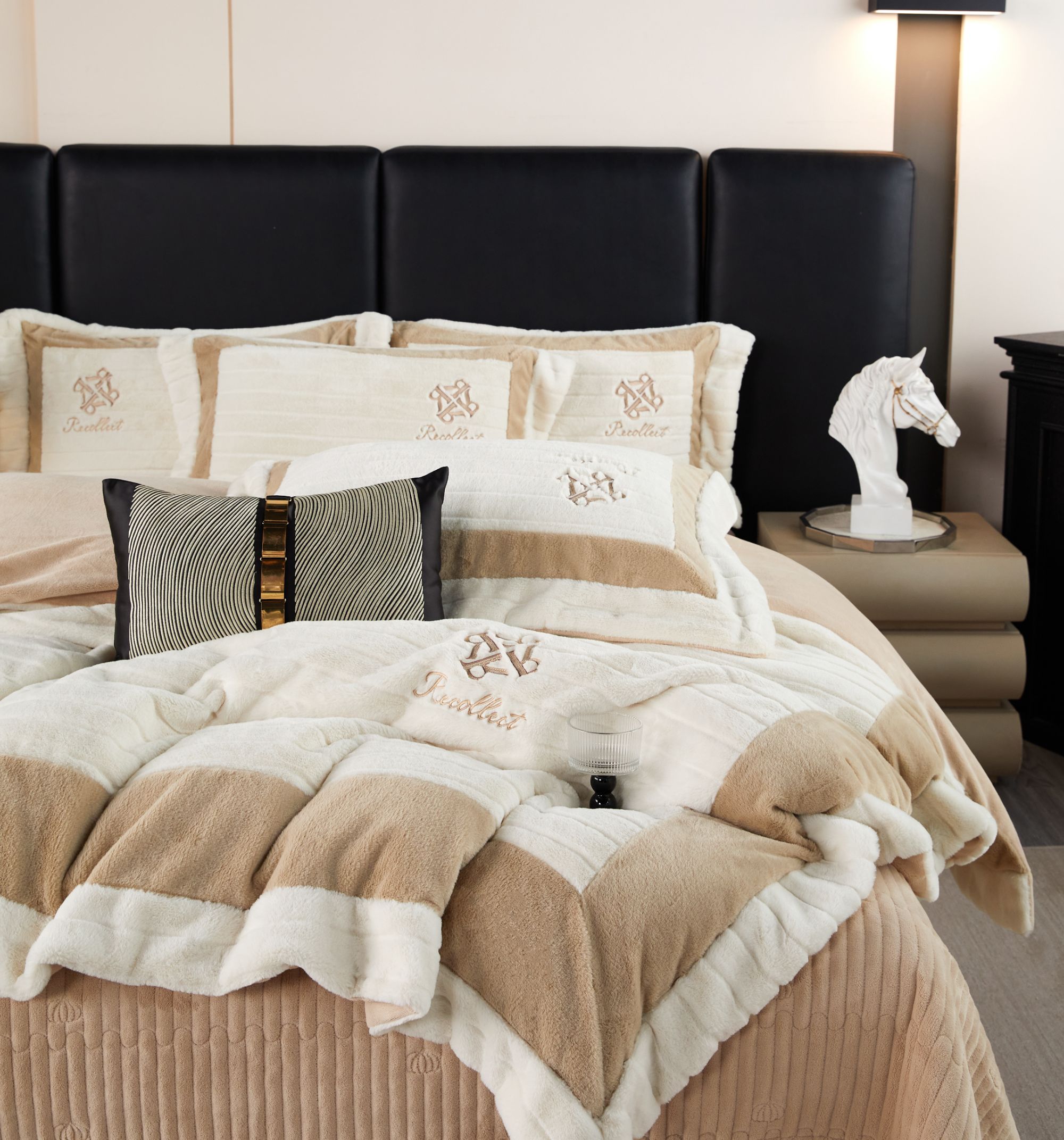 【14斤特厚款】高端雪狐绒夹棉床盖四件套加厚保暖双面绒防滑防静电