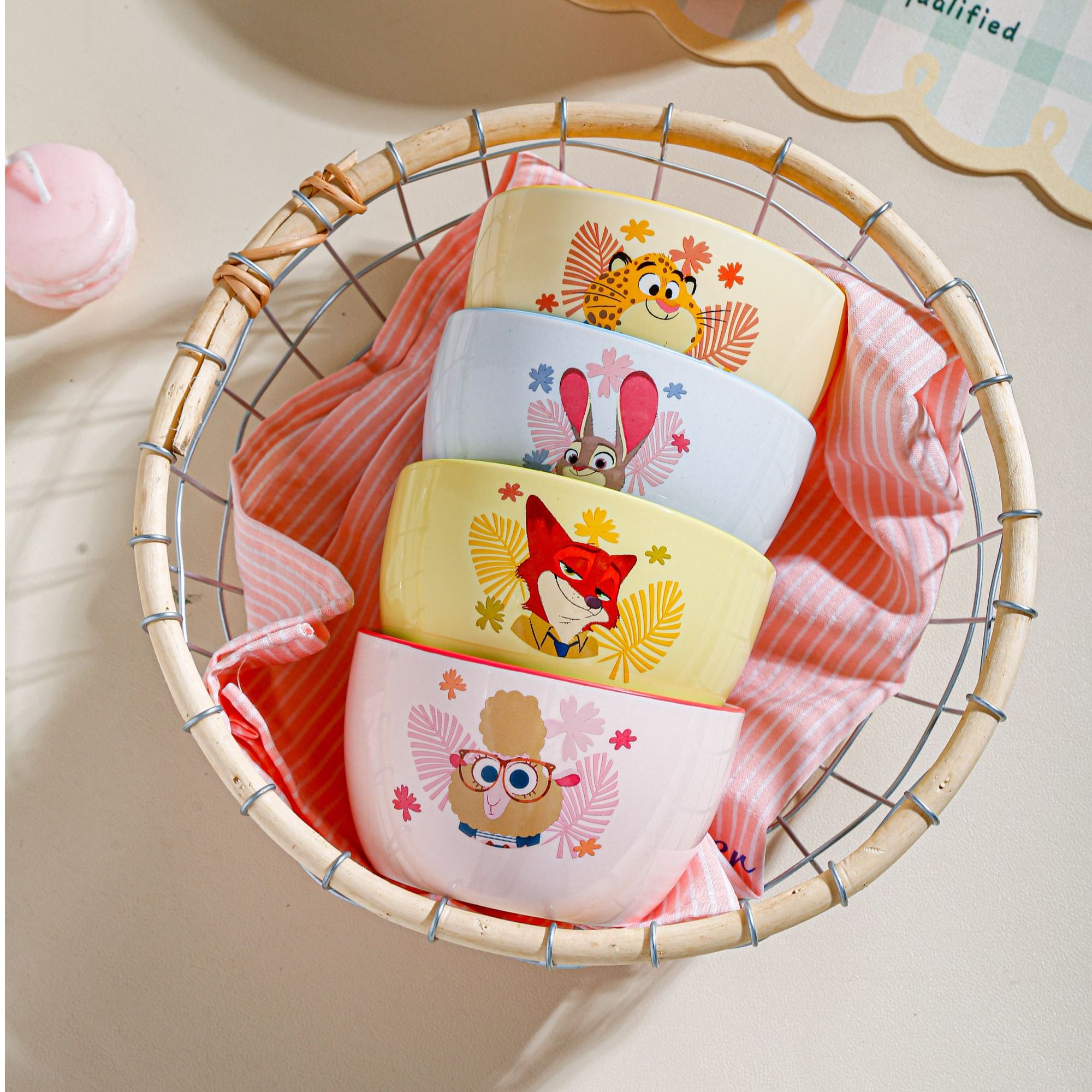 迪士尼疯狂动物城系列缤纷陶瓷餐具米饭碗4只装