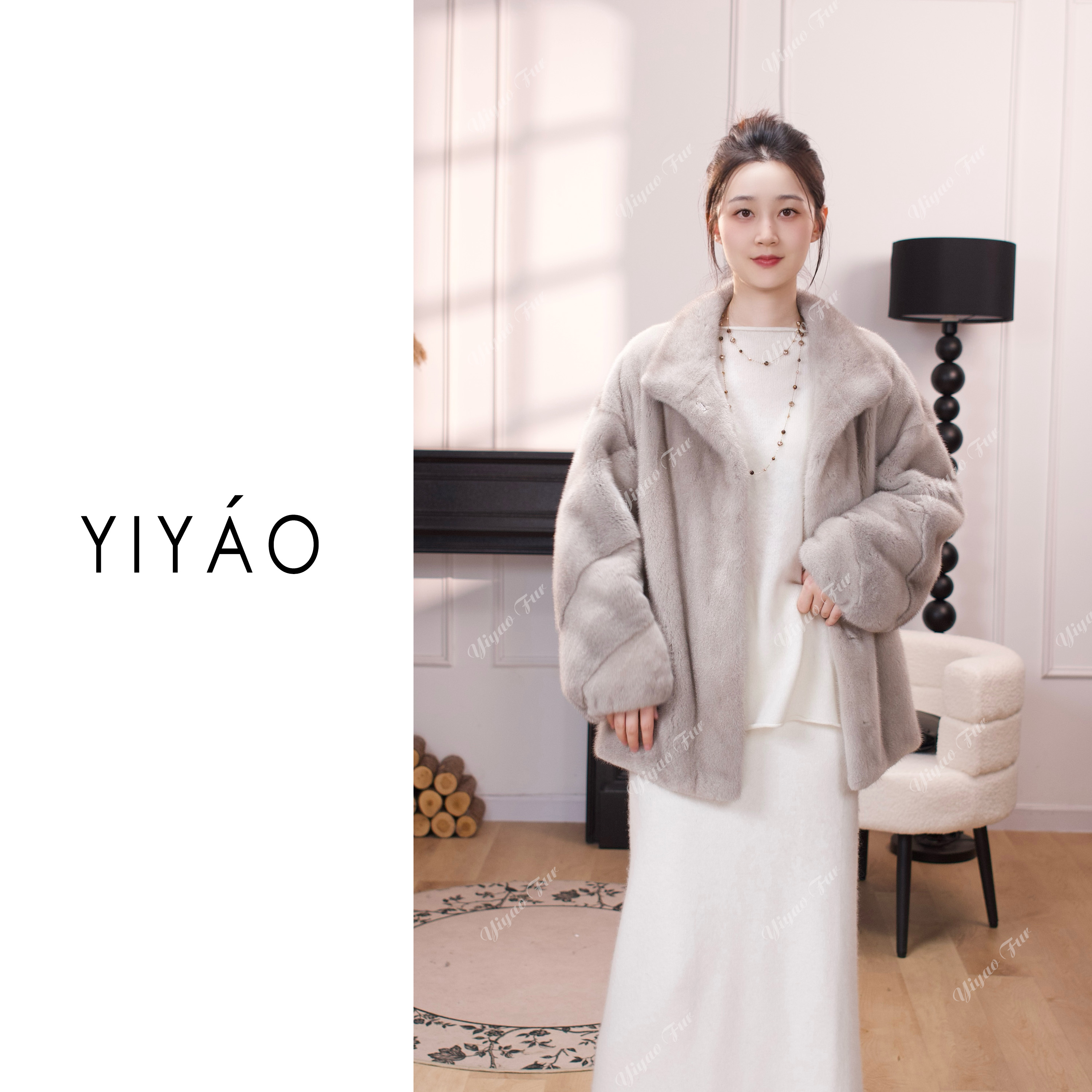 YIYAO | ”星河坠梦“进口芬兰短二小母貂皮草貂皮大衣女整貂中长款