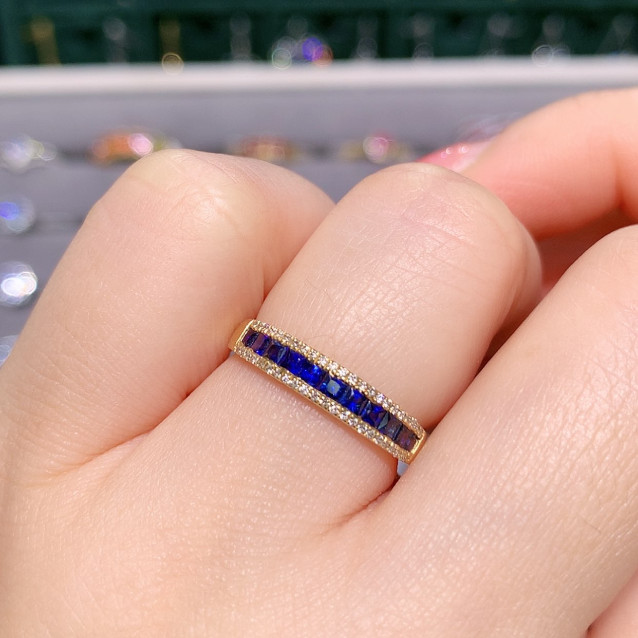 【闪购商品】蓝宝石戒指18K金镶嵌戒指