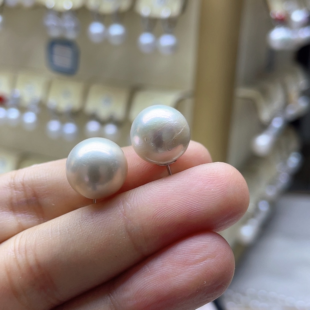 银S925镶嵌淡水珍珠耳饰