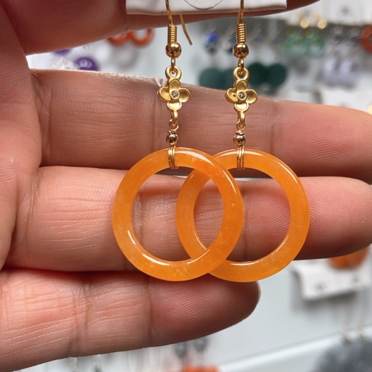 【闪购商品】翡翠耳饰银S925镶嵌优化耳饰