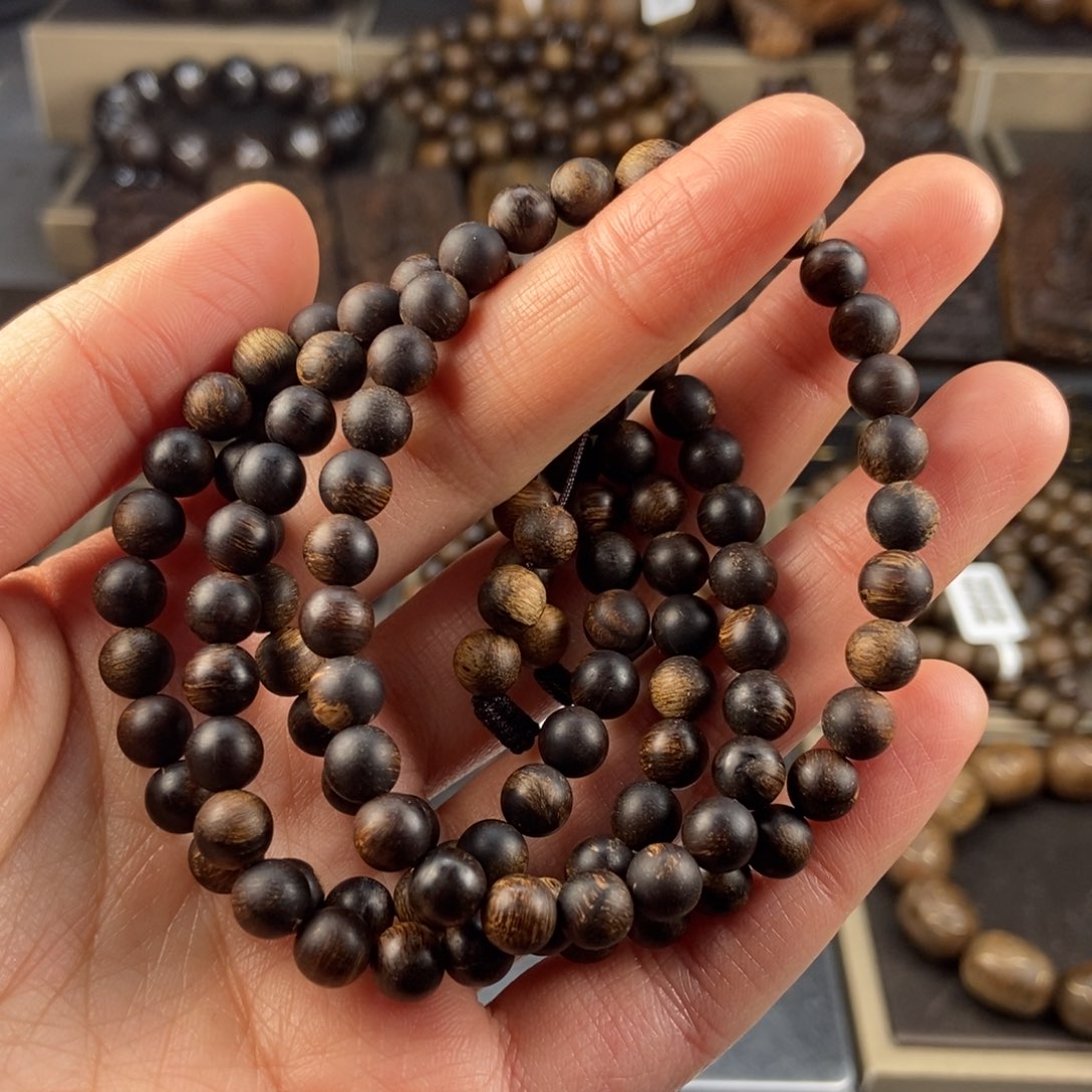 沉香手串心**简越南芽庄白棋楠玉化留疤