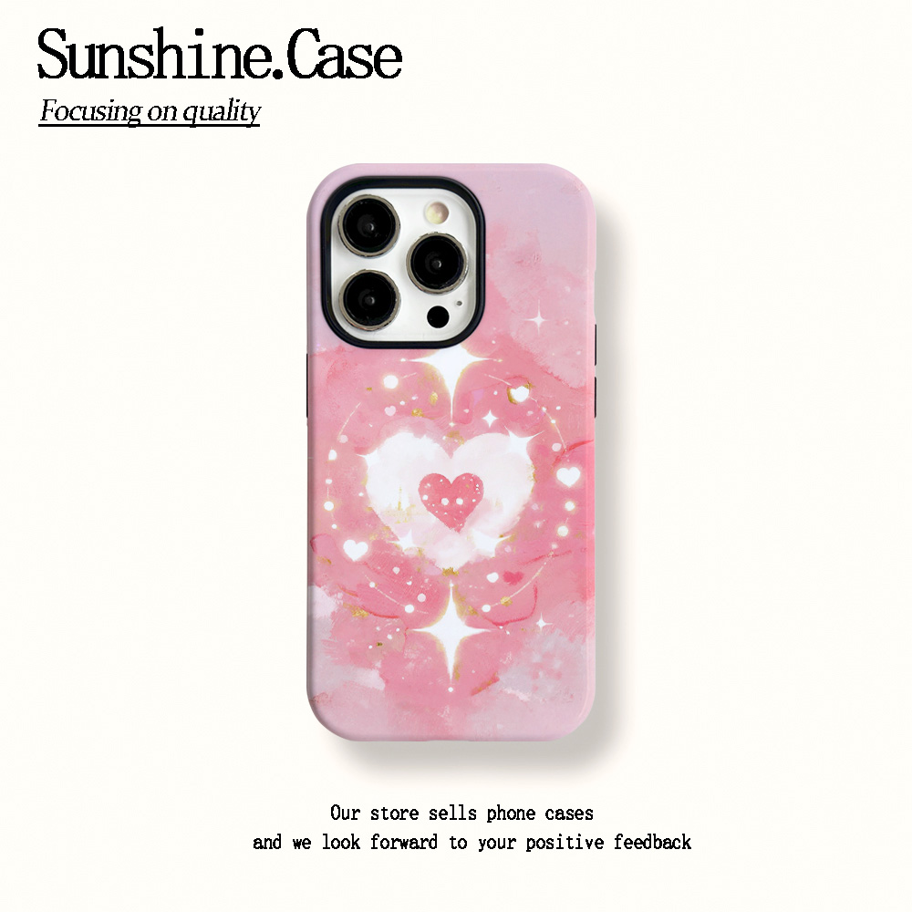 菲林二合一适用苹果华为vivo小米oppo手机壳发光爱心17PRO/16