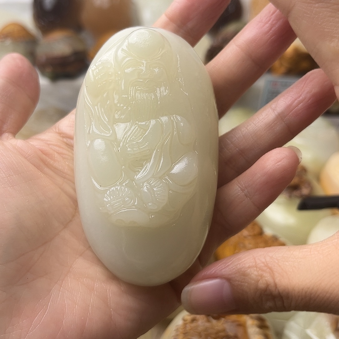 石材方解石手把摆件不退换寿星