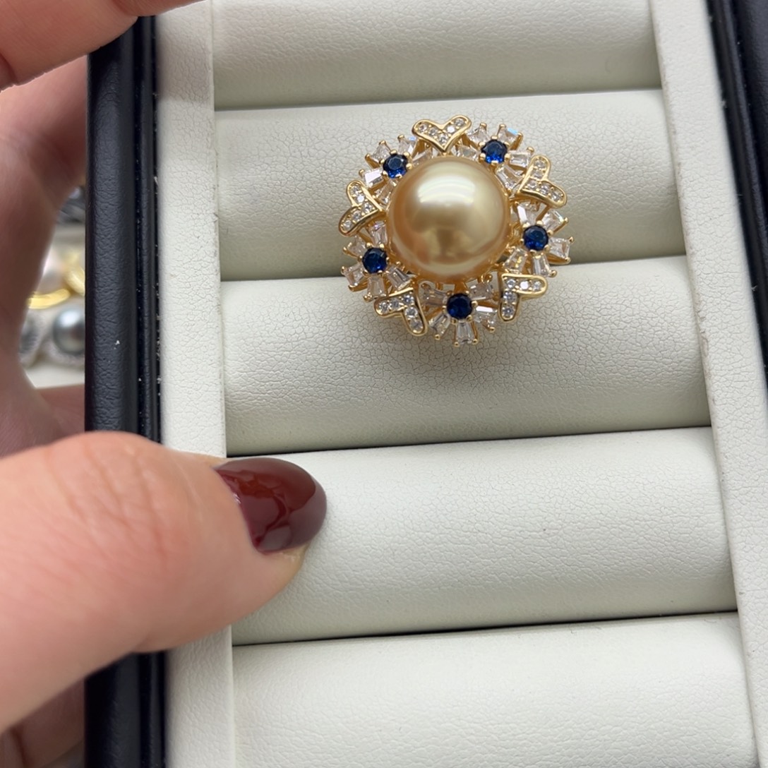 海水珍珠戒指银S925镶嵌