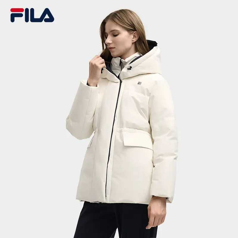 【显瘦防泼水】Fila/斐乐鸭绒服冬季保暖女士中长款收腰F11W548905F