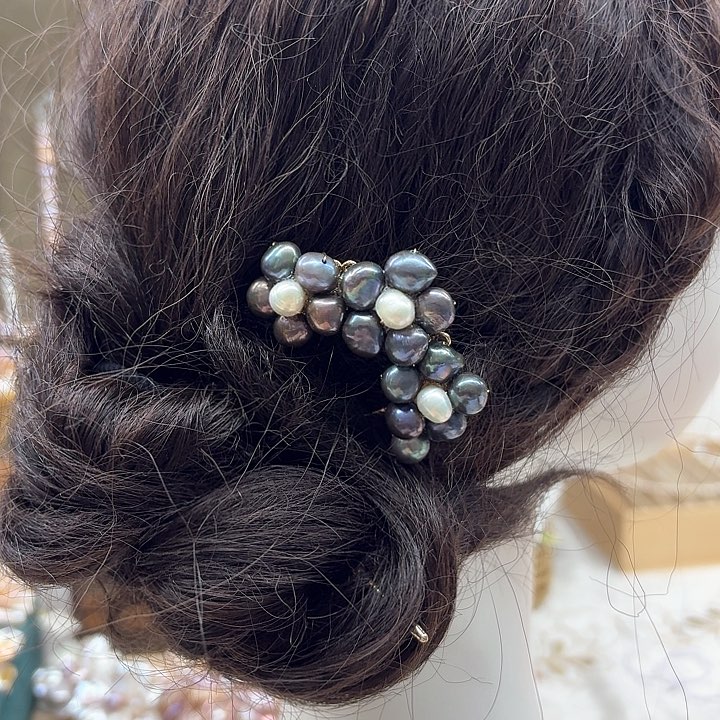 淡水珍珠发饰银S925镶嵌