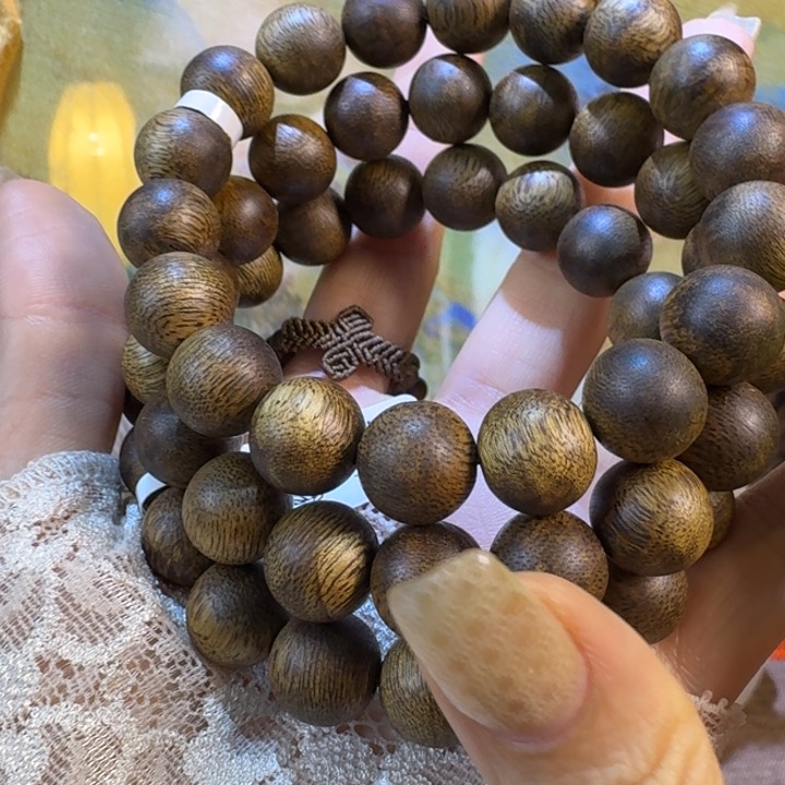 沉香手串绿奇楠沉香卡12圆珠10g