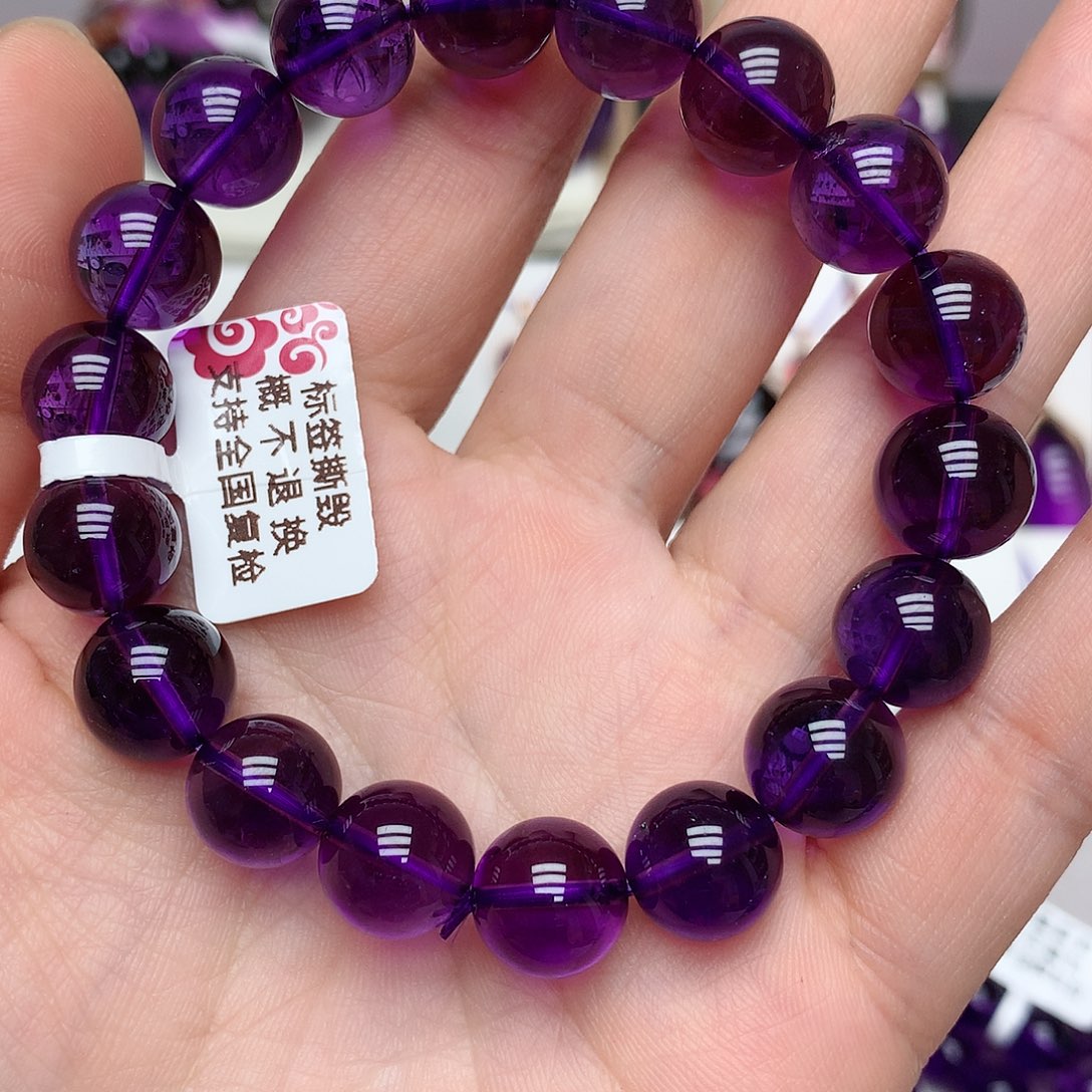 紫晶乌拉圭手串11m m未镶嵌神**旺