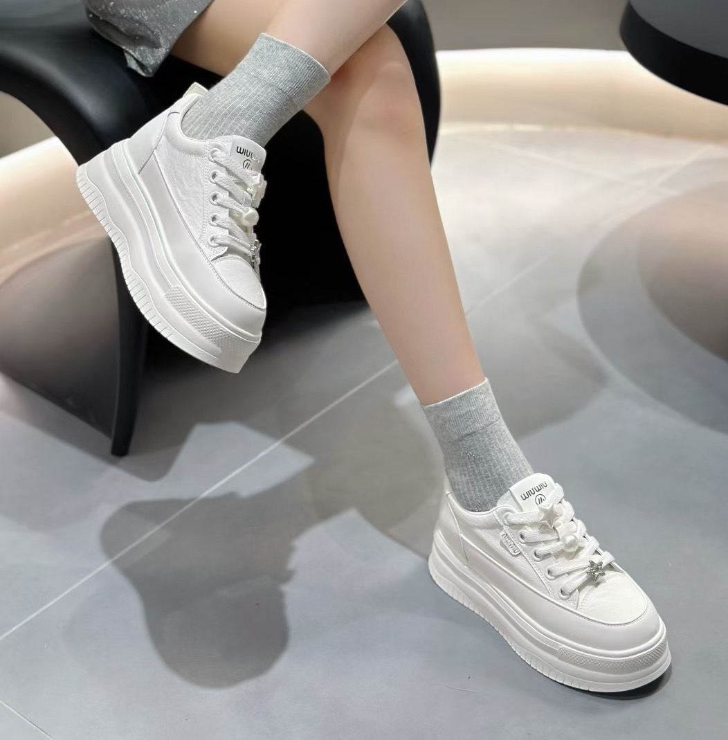 赫丽嘉］小白鞋内外全皮质感拉满7cm厚底秒变大长腿可甜可盐百搭款