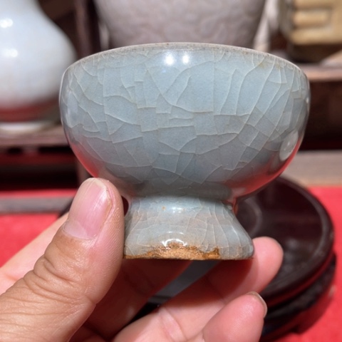 摆件龙泉窑小权子整体开片