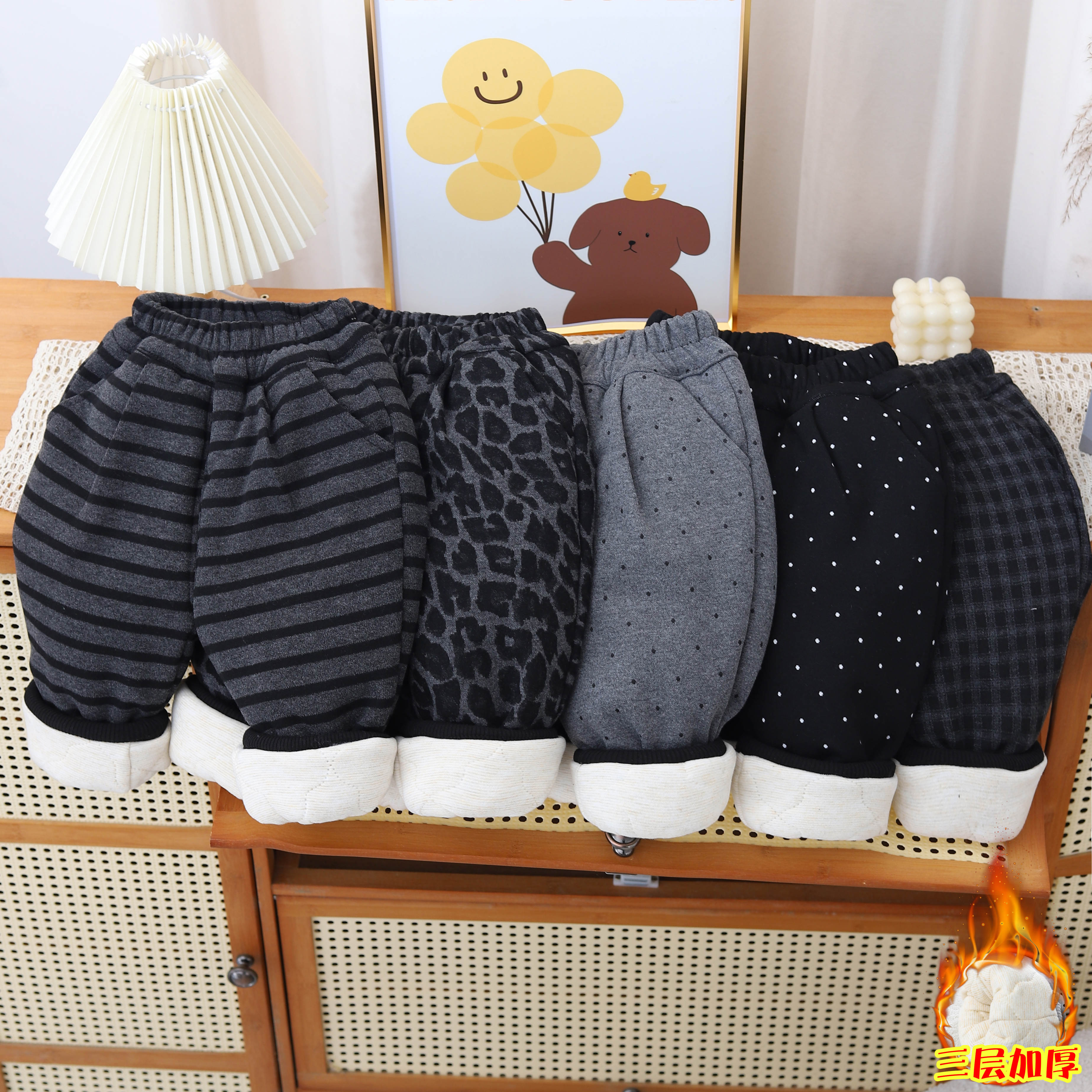 【绵羊毛桑蚕丝四层加厚】儿童蚕丝棉裤一条过冬四层夹棉特厚卫裤