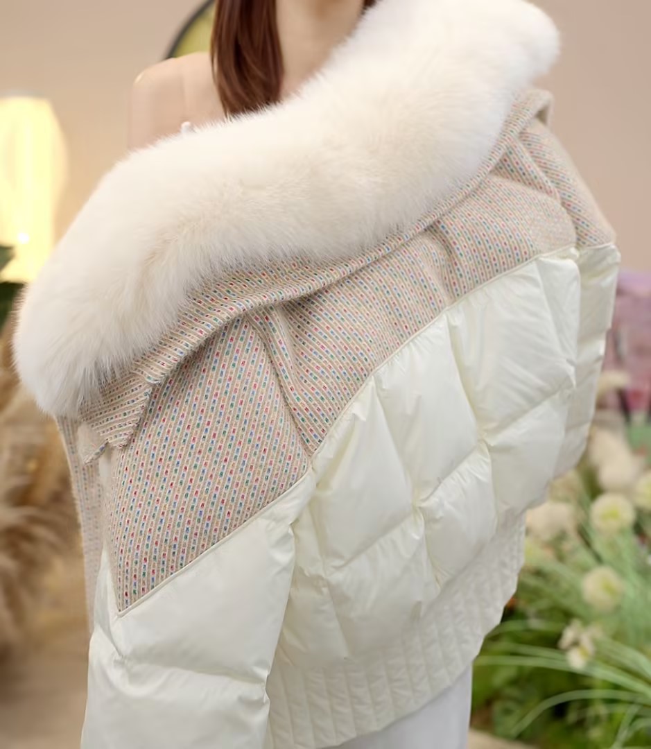 【JY】气质时尚保暖百搭保暖洋气纯色大毛领女士羽绒服