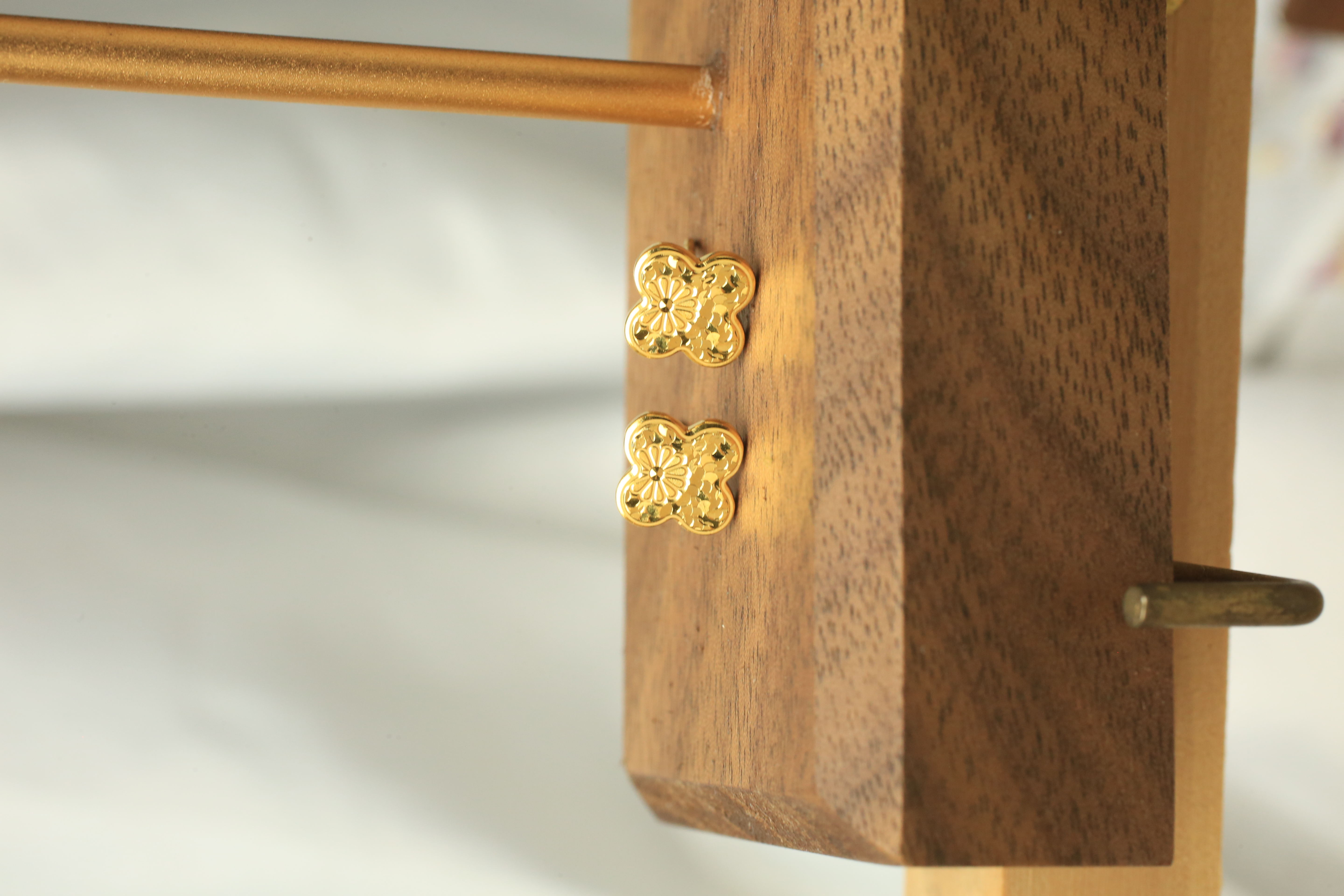 Pt950铂金黄碎冰冰四叶草小雏菊耳钉