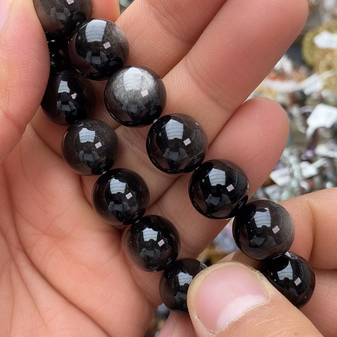 黑曜岩手链未镶嵌手链