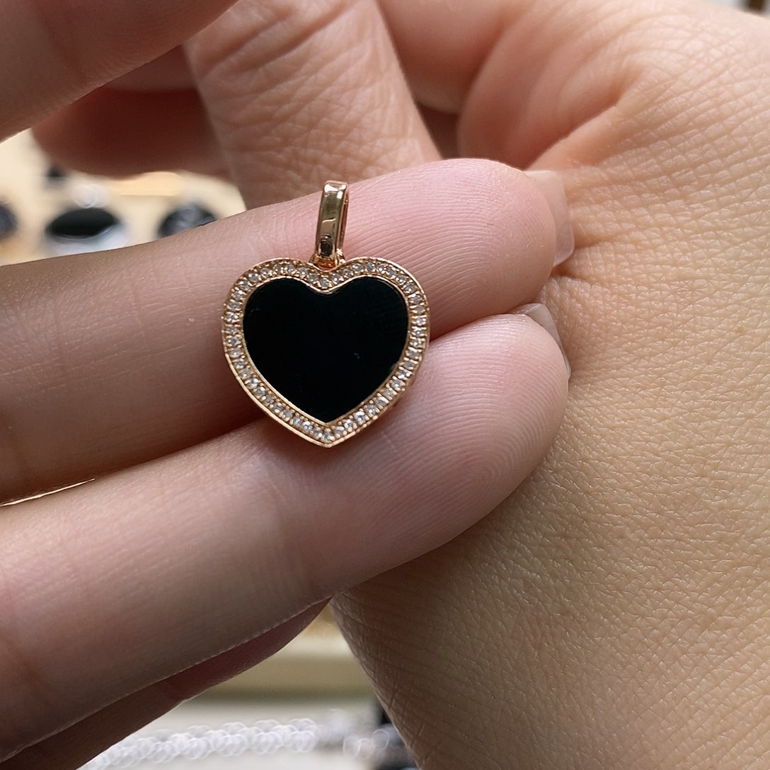 翡翠颈饰18K金镶嵌墨翠