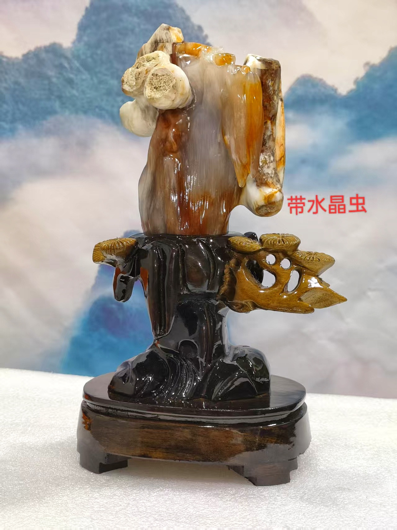 家居摆件 缅甸树化玉 虫料 15
