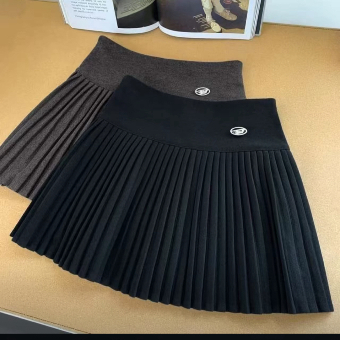 雨玥家*8839显瘦细褶毛呢百褶裙