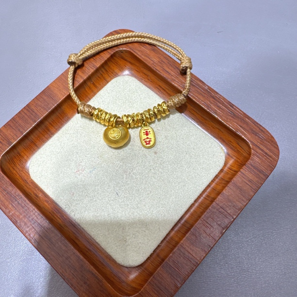 足金999卡6盘缠加小胖福平安喜乐手绳款式可换3D硬金工艺