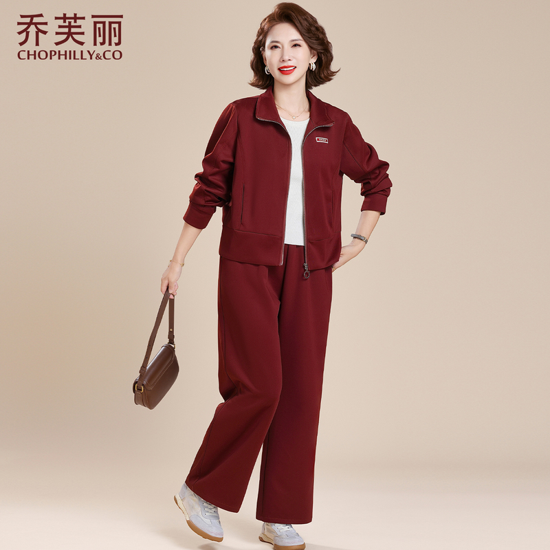 中老年运动服套装女春秋洋气大码2025新款妈妈装秋季休闲卫衣外套
