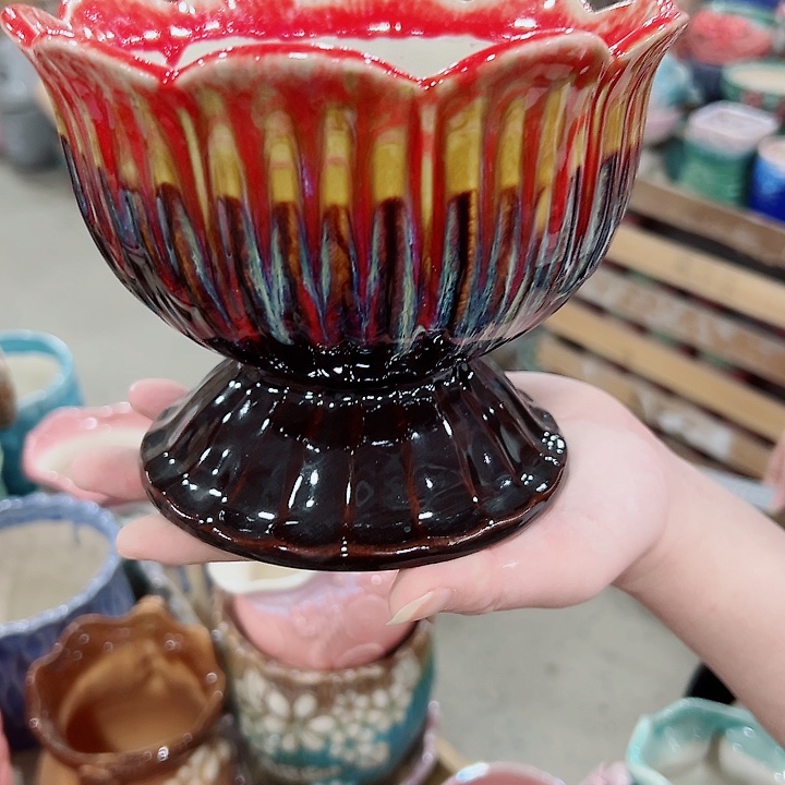 有孔.凑满10元发货多肉陶瓷花盆！