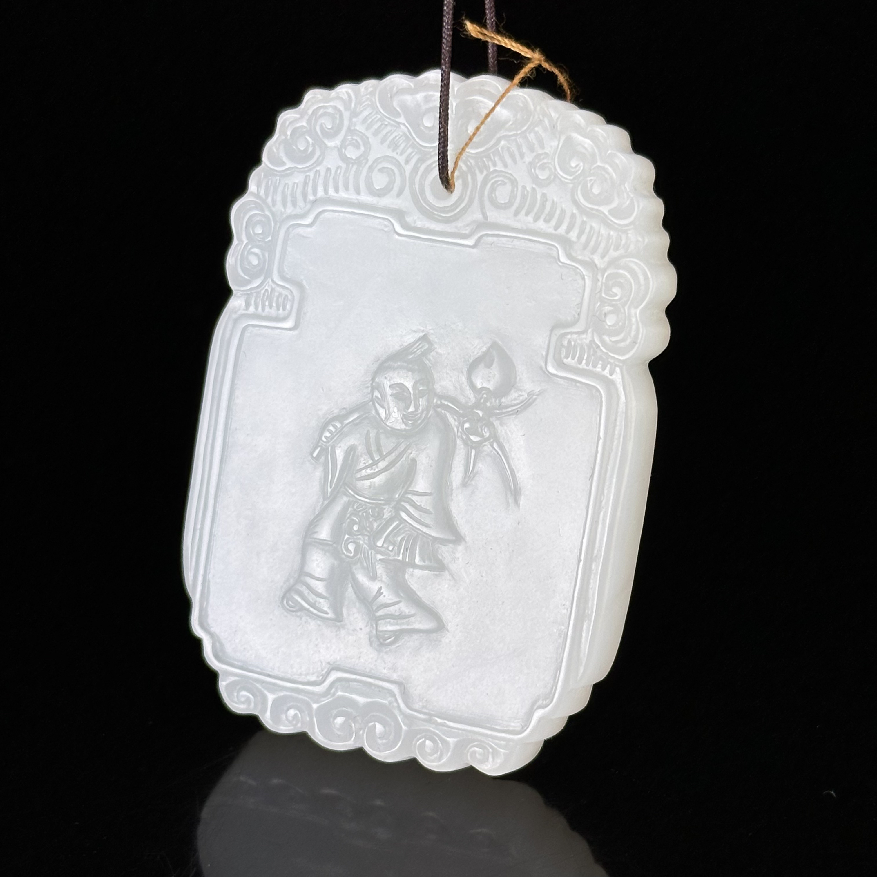 清和田玉祝寿童子纹牌佩 ZR161016031*【上海兰馨】