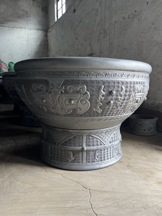 直径1.2米饕餮纹手工鱼缸