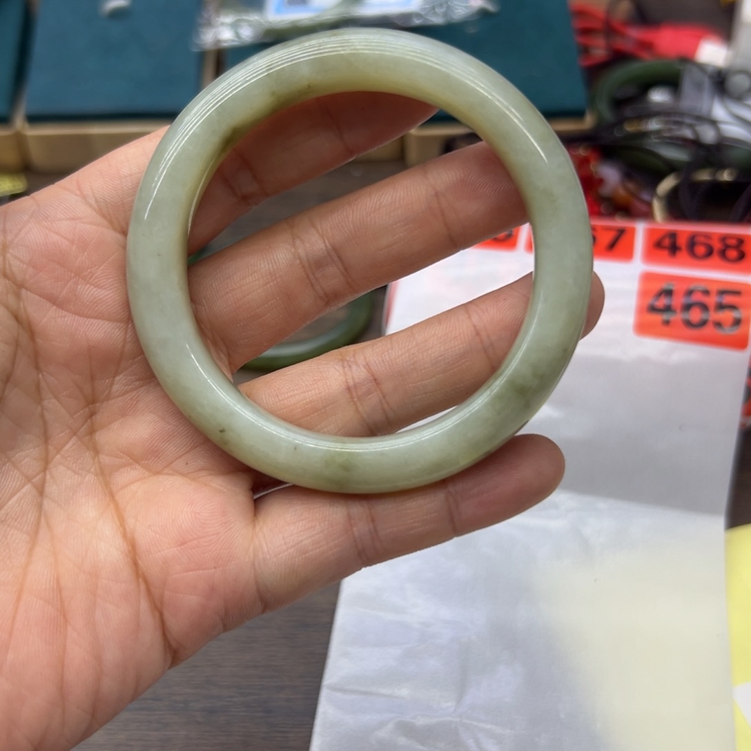 和田玉未镶嵌手镯57.4圈围465