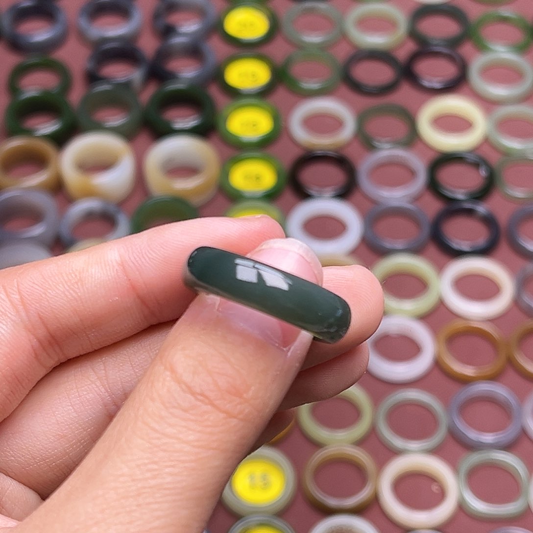 和田玉戒指未镶嵌17码复古蓝