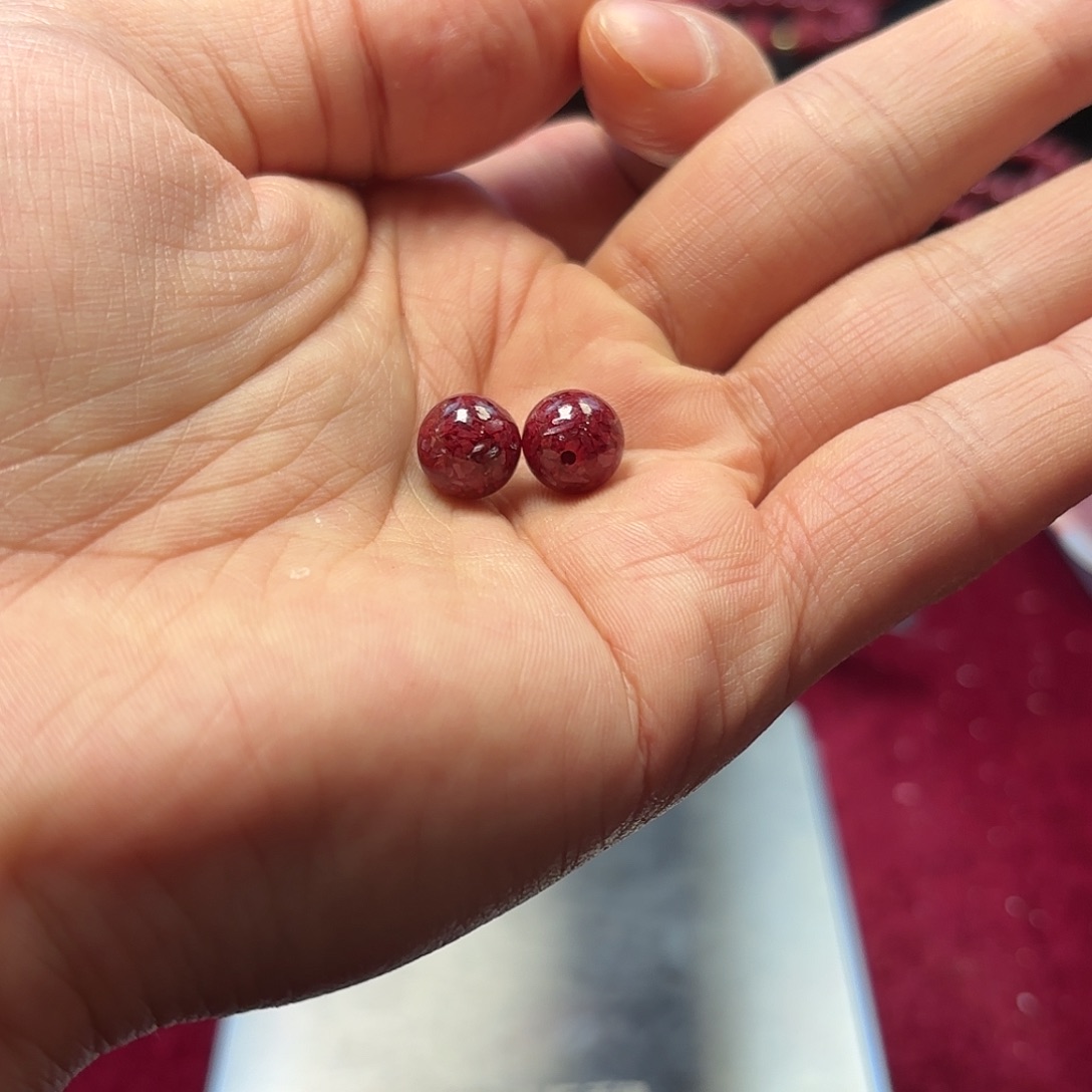 天然辰砂晶体砂卡10单珠