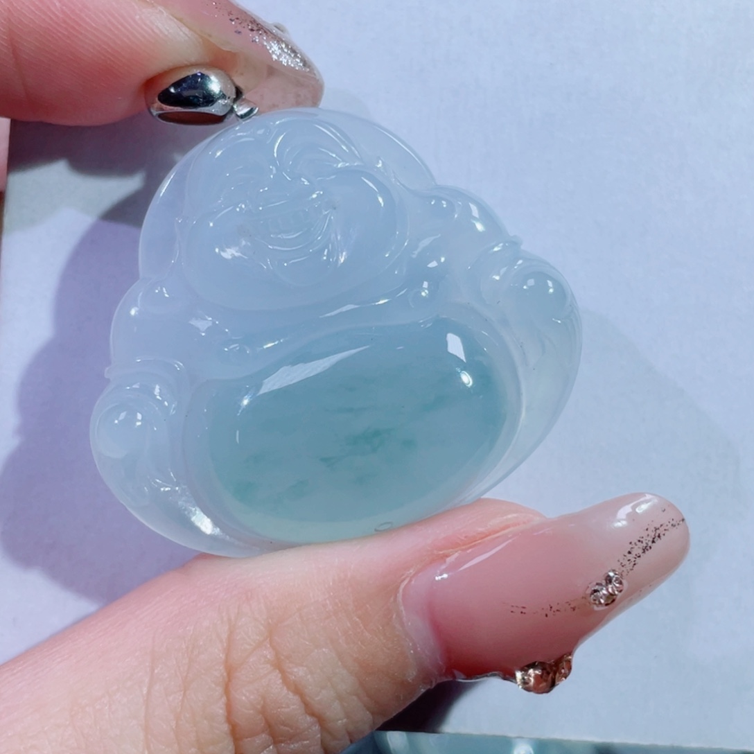 翡翠颈饰18K金镶嵌佛公