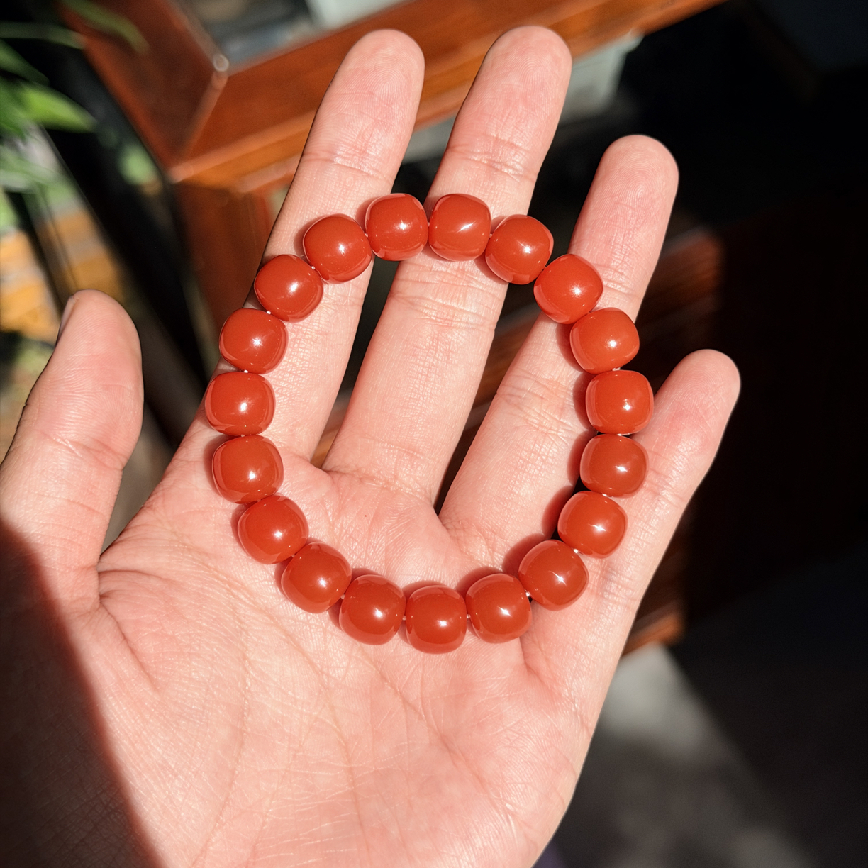 保山原矿南红西山杨柳白沙沟11mm+无裂老型手串