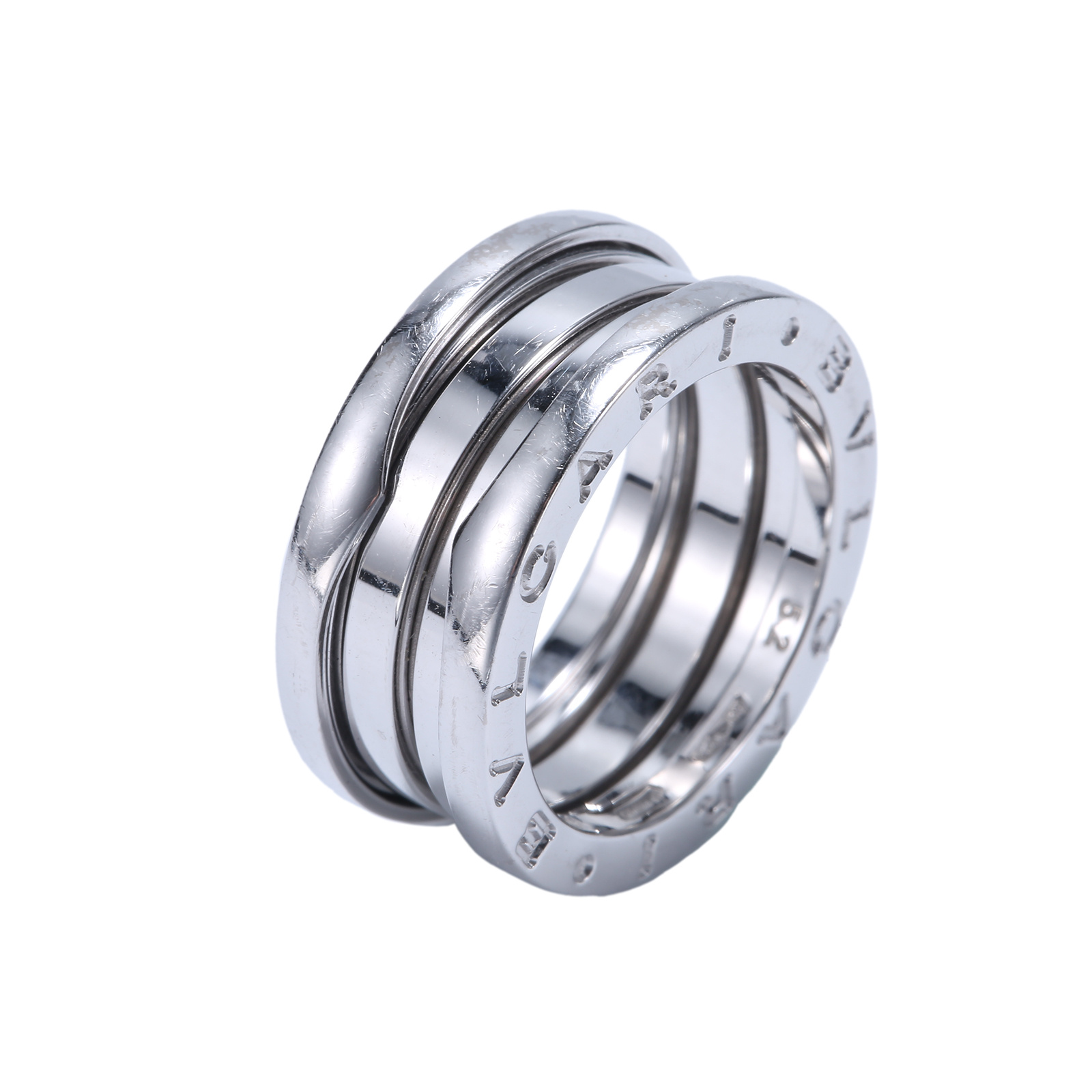 99新 BVLGARI/宝格丽 【小花念念】弹簧 戒指 双圈 pt950 52 白金