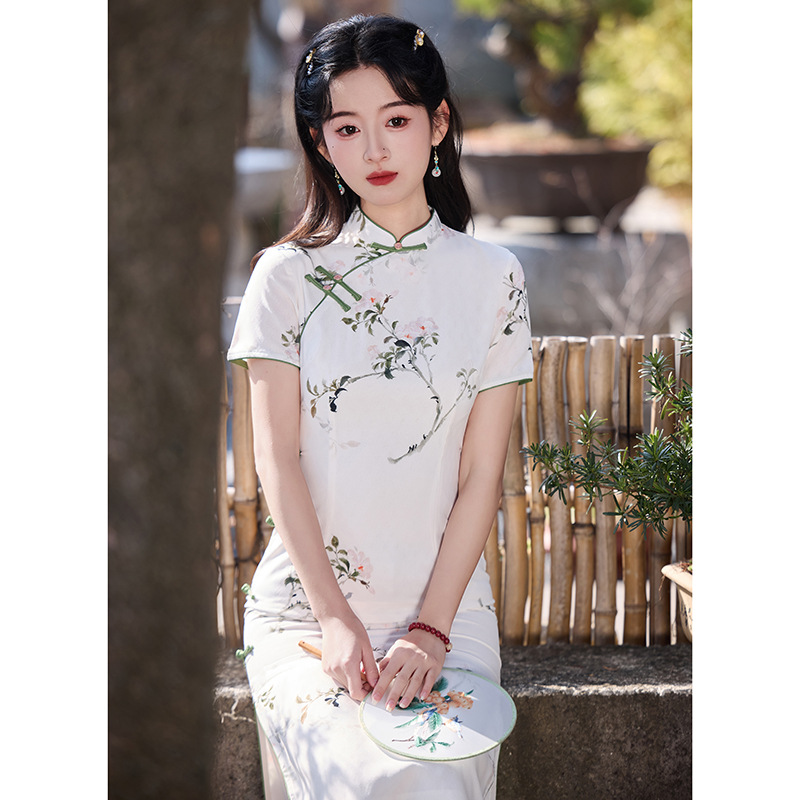 新中式旗袍夏季2025新款年轻款气质长款日常可穿改良复古连衣裙女
